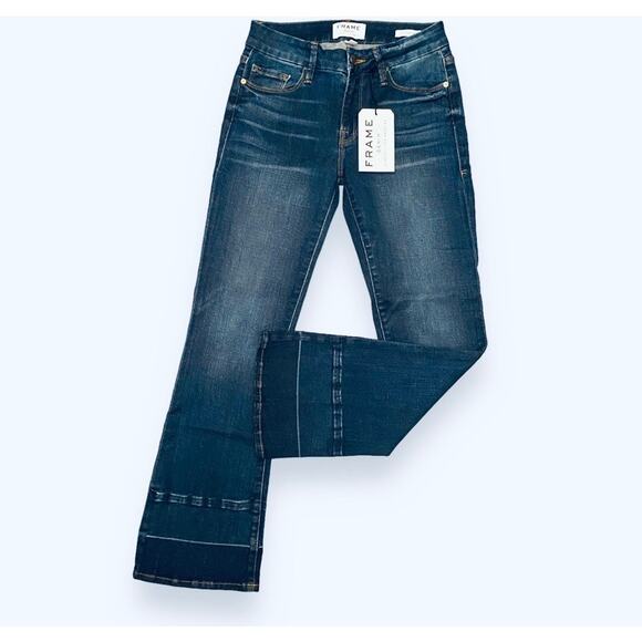 NWT FRAME Denim Le Crop Mini Bootcut Jeans Sz 24 Dark Blue Atlas 26 x 27.5" - Picture 13 of 13